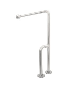 Barre fixe en ACIER INOXYDABLE AISI 304 brillant,  trois points de fixation, mur-sol