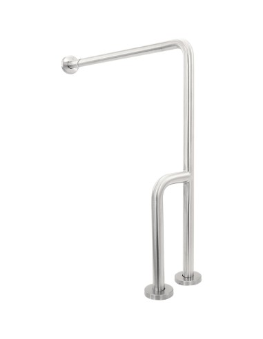 Barre fixe en ACIER INOXYDABLE AISI 304 brillant,  trois points de fixation, mur-sol