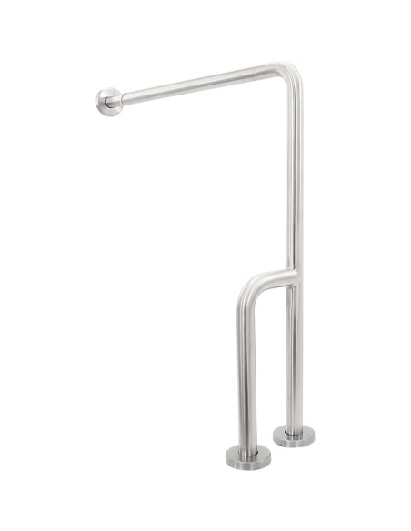 Barre fixe en ACIER INOXYDABLE AISI 304 brillant,  trois points de fixation, mur-sol