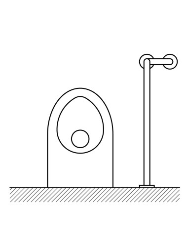 Barre fixe en ACIER INOXYDABLE AISI 304  blanc, tr ois points de fixation mur-sol