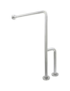 Barre fixe en ACIER INOXYDABLE AISI 304 brillant t rois points de fixation mur-sol