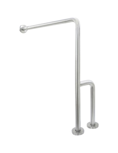 Barre fixe en ACIER INOXYDABLE AISI 304 brillant t rois points de fixation mur-sol