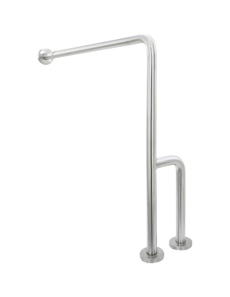 Barre fixe en ACIER INOXYDABLE AISI 304 brillant t rois points de fixation mur-sol