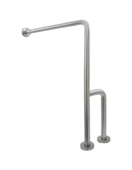 Barre fixe en ACIER INOXYDABLE AISI 304  satiné tr ois points de fixation mur-sol
