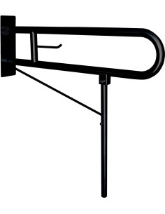 Barre rabattable en ACIER INOXYDABLE AISI 304 noir mate  avec support au sol