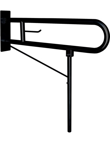 Barre rabattable en ACIER INOXYDABLE AISI 304 noir mate  avec support au sol