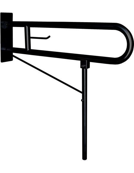 Barre rabattable en ACIER INOXYDABLE AISI 304 noir mate  avec support au sol