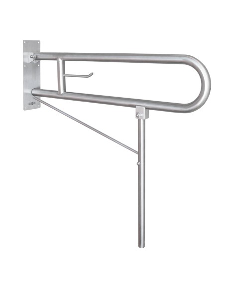 Barre rabattable en ACIER INOXYDABLE AISI 304 sati né, avec support au sol