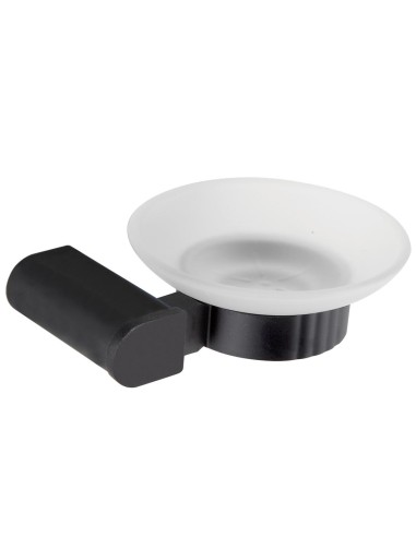 Serie CAPRI NOIR - Porte-savon en verre avec suppo rt mural