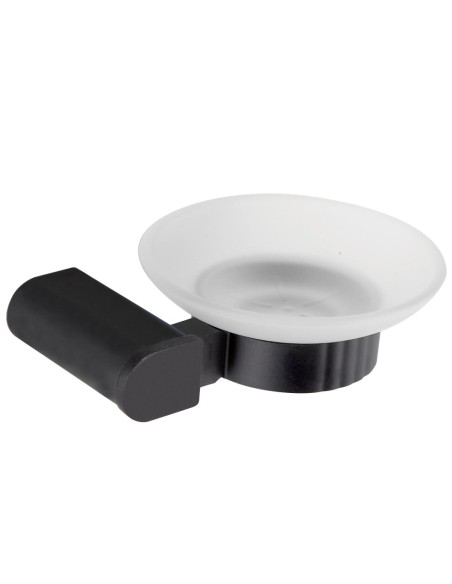 Serie CAPRI NOIR - Porte-savon en verre avec suppo rt mural
