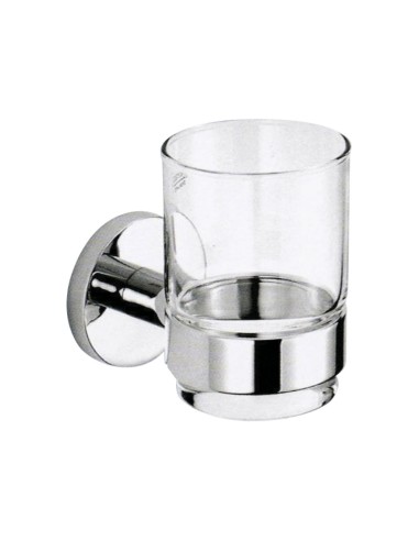 Série SIENA - Porte-brosse à dents en verre avec s upport mural en LAITON chromé