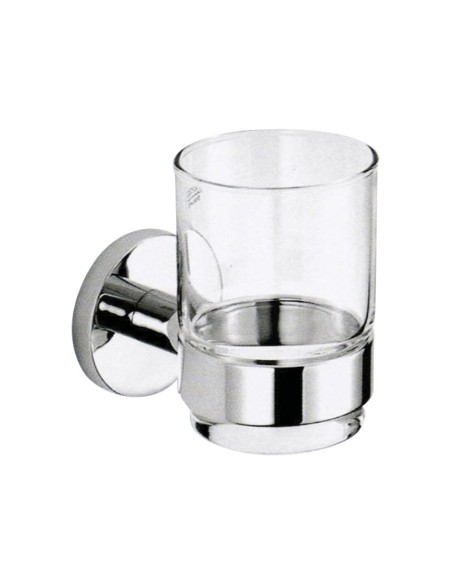 Série SIENA - Porte-brosse à dents en verre avec s upport mural en LAITON chromé