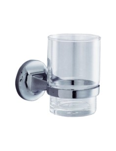 Série HOTEL - Porte-brosse à dents en verre avec s upport en ZAMAC brillant