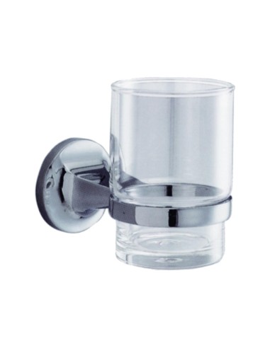 Série HOTEL - Porte-brosse à dents en verre avec s upport en ZAMAC brillant
