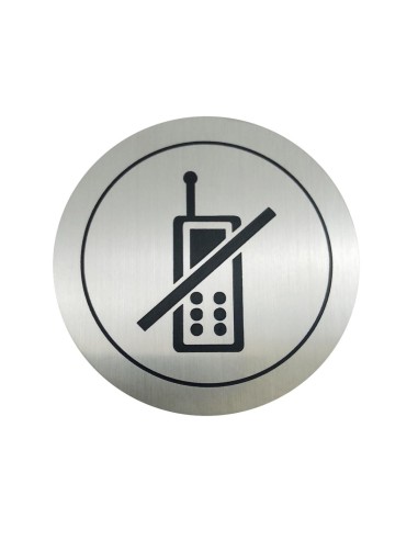 Pictogramme "Interdit d'utiliser les téléphones po rtables" en acier inoxydable AISI 304 sa tiné