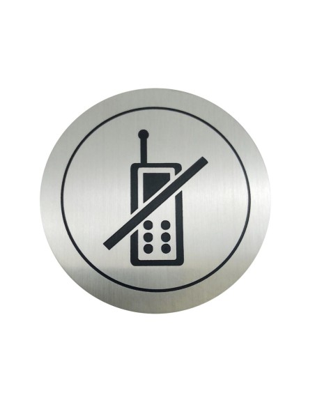 Pictogramme "Interdit d'utiliser les téléphones po rtables" en acier inoxydable AISI 304 sa tiné