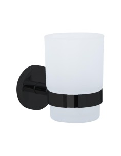 Série NIZA NOIR - Porte-brosse à dents en verre av ec support mural en ACIER INOXYDABLE AIS I 304