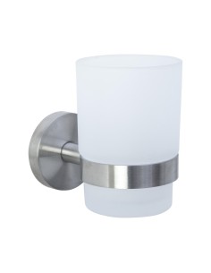 Série NIZA SATINÉ - Porte-brosse à dents en verre  avec support mural en ACIER INOXYDABLE A ISI 304