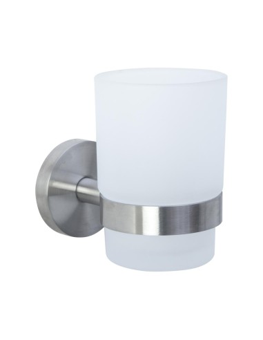 Série NIZA SATINÉ - Porte-brosse à dents en verre  avec support mural en ACIER INOXYDABLE A ISI 304