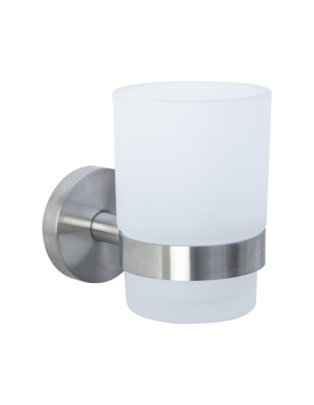 Série NIZA SATINÉ - Porte-brosse à dents en verre  avec support mural en ACIER INOXYDABLE A ISI 304