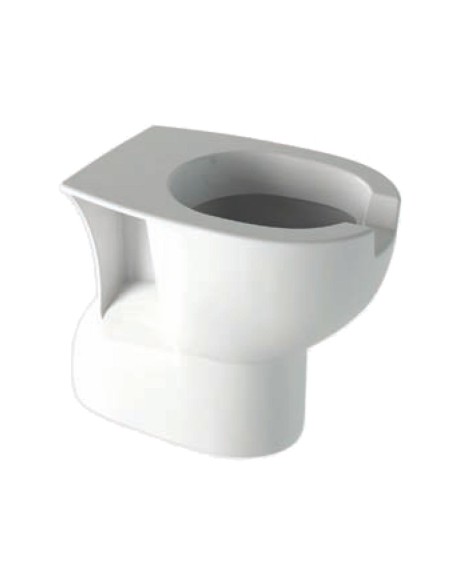 Toilettes ergonomiques au sol, en CÉRAMIQUE blanch e, sortie verticale et ouverture frontal e
