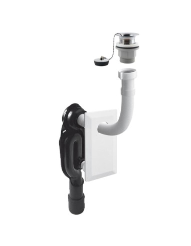 Set de siphon en sncastré , tube flexible et soupa pe pour lave-mains H5