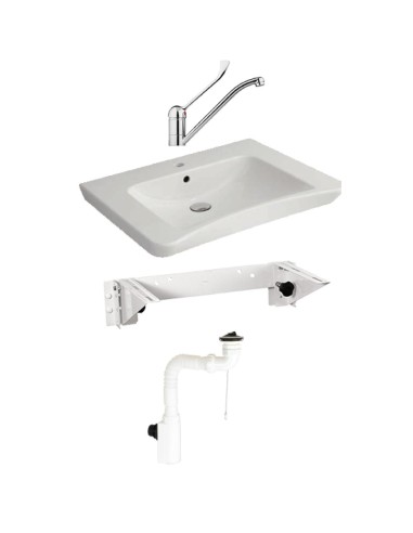 Kit de toilettes ergonomiques, mécanisme d'inclina ison manuel, accessoires et robinet à le vier