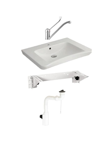 Kit de toilettes ergonomiques, mécanisme d'inclina ison manuel, accessoires et robinet à le vier