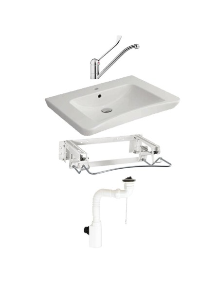 Kit de toilettes ergonomiques, mécanisme d'inclina ison pneumatique, accessoires et robinet  à levier