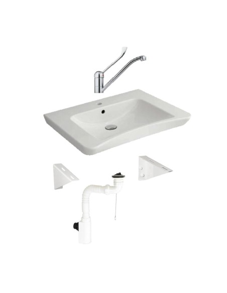 Kit de toilettes ergonomiques, avec supports, acce ssoires et robinet à levier