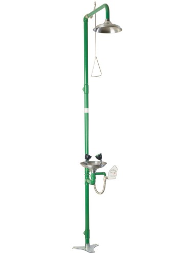 Douche et lave-yeux d'urgence, vasque en ACIER INO XYDABLE