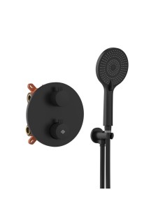 ENSEMBLE ENCASTRE 2/3 FONCT. THERMOSTATIQUE ROUND NOIR