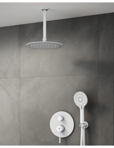 MITIGEUR DOUCHE ENCASTRÉ SIRIO BLANC + TETE AU PLAFOND