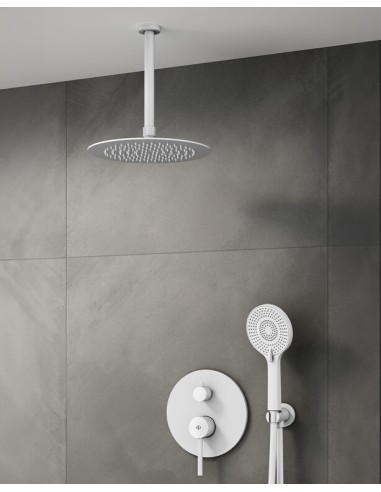 MITIGEUR DOUCHE ENCASTRÉ SIRIO BLANC + TETE AU PLAFOND