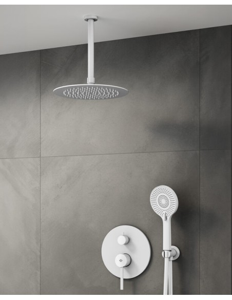MITIGEUR DOUCHE ENCASTRÉ SIRIO BLANC + TETE AU PLAFOND