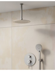 MITIGEUR DOUCHE ENCASTRÉ SIRIO NICKEL + TETE AU PLAFOND