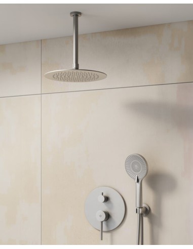 MITIGEUR DOUCHE ENCASTRÉ SIRIO NICKEL + TETE AU PLAFOND