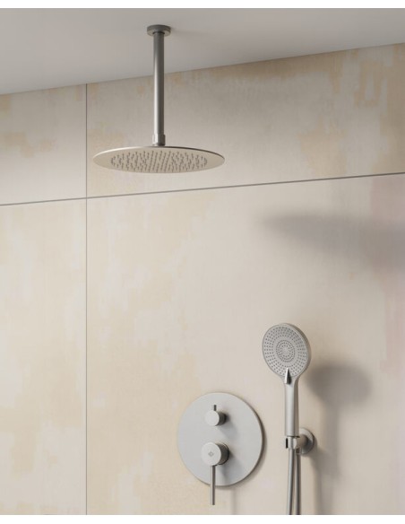 MITIGEUR DOUCHE ENCASTRÉ SIRIO NICKEL + TETE AU PLAFOND