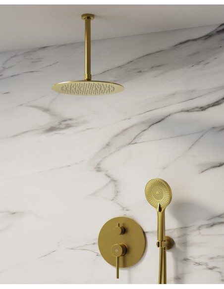 MITIGEUR DOUCHE ENCASTRÉ SIRIO GOLD + TETE AU PLAFOND