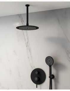 MITIGEUR DOUCHE ENCASTRÉ SIRIO NOIR + TETE AU PLAFOND