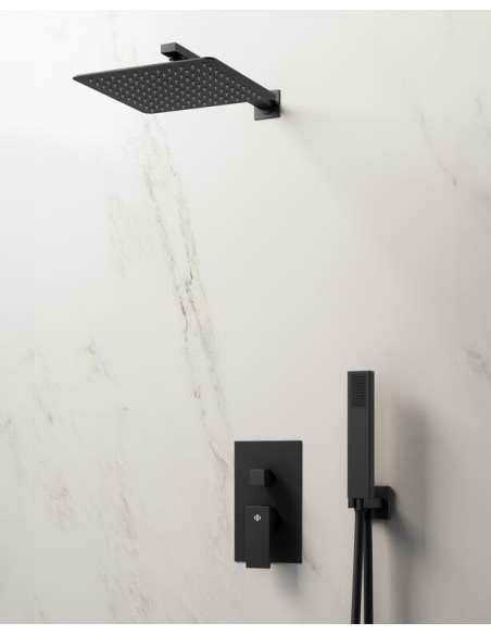 ORION MITIGEUR DOUCHE ENCASTRÉ NOIR + TETE MURALE