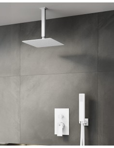 ORION MONOLEVIER DOUCHE ENCASTRÉ BLANC + TETE AU PLAFOND