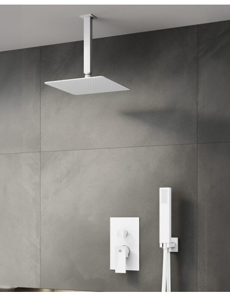 ORION MONOLEVIER DOUCHE ENCASTRÉ BLANC + TETE AU PLAFOND