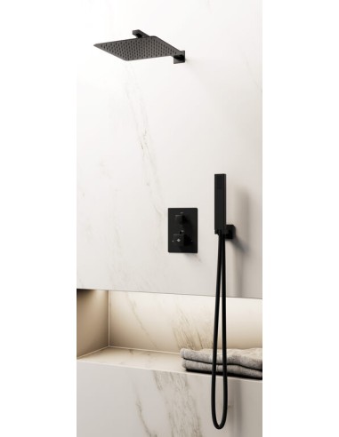 KIT DOUCHE THERMOSTATIQUE ORION NOIR + TETE MURALE