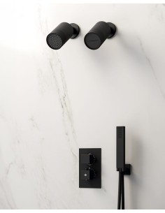 THERMOSTATIQUE DOUCHE ENCASTRÉ ORION NOIR + TETES (PLUIE+CASCADE)