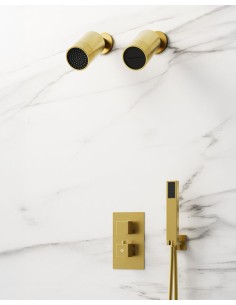 THERMOSTATIQUE DOUCHE ENCASTRÉ ORION OR + TETES (PLUIE+CASCADE)