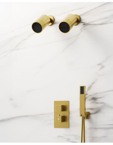 THERMOSTATIQUE DOUCHE ENCASTRÉ ORION OR + TETES (PLUIE+CASCADE)