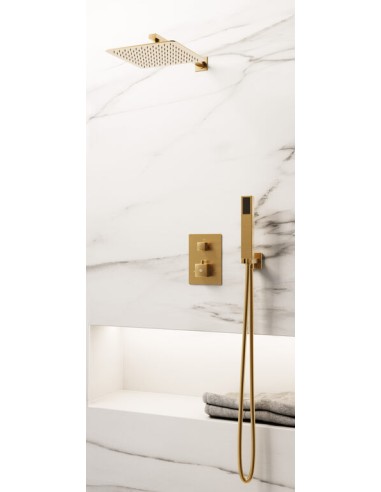 KIT DOUCHE THERMOSTATIQUE ORION OR + TETE MURALE