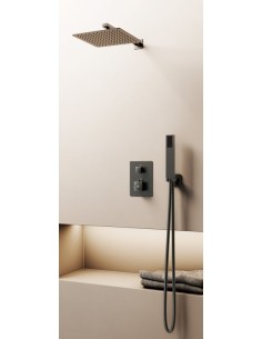 KIT DOUCHE THERMOSTATIQUE ORION TITANE + TETE MURALE