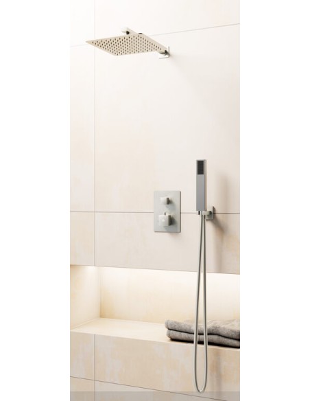 KIT DOUCHE THERMOSTATIQUE ORION NICKEL + TETE MURALE